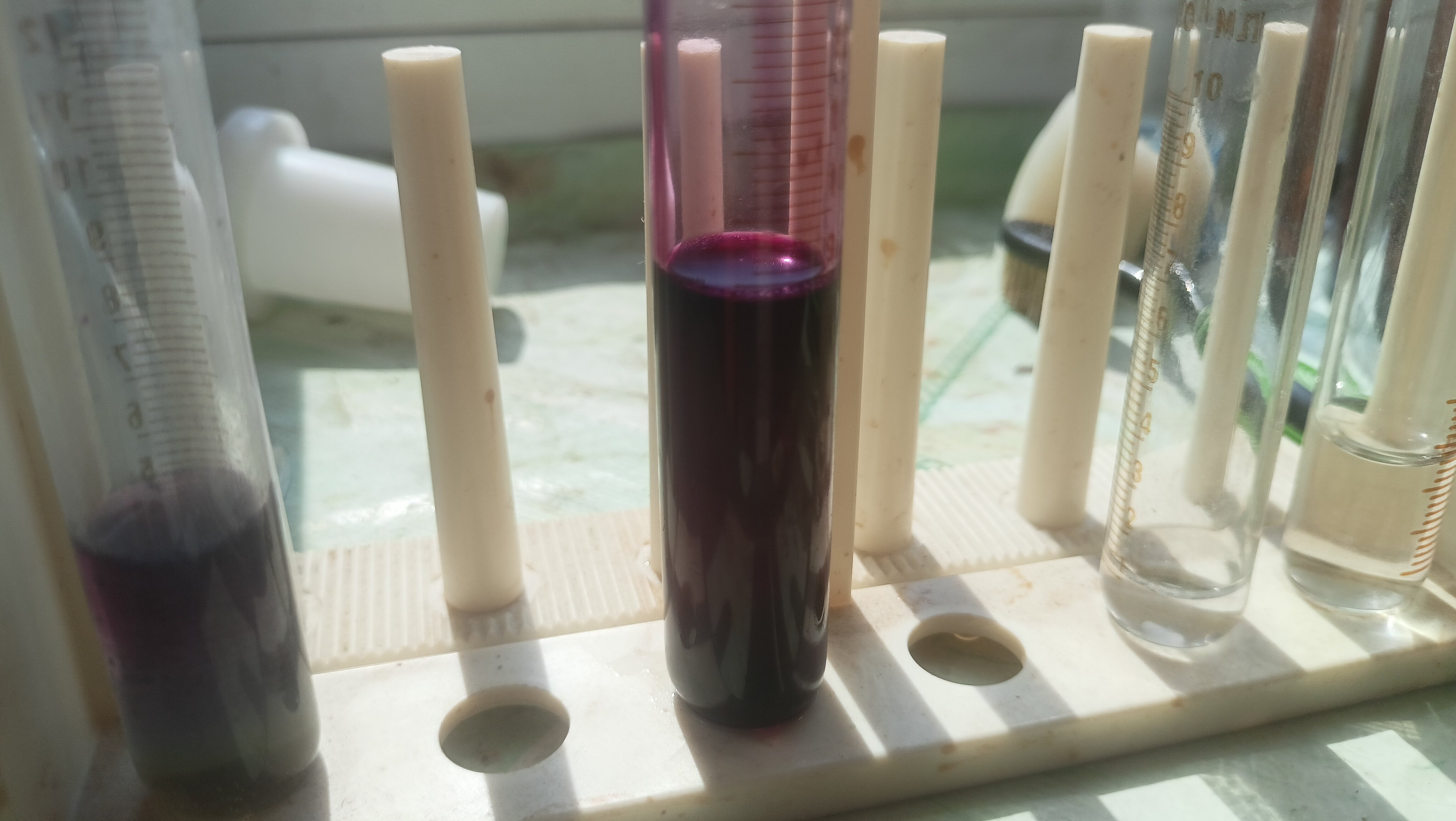 purple liquid in test tube